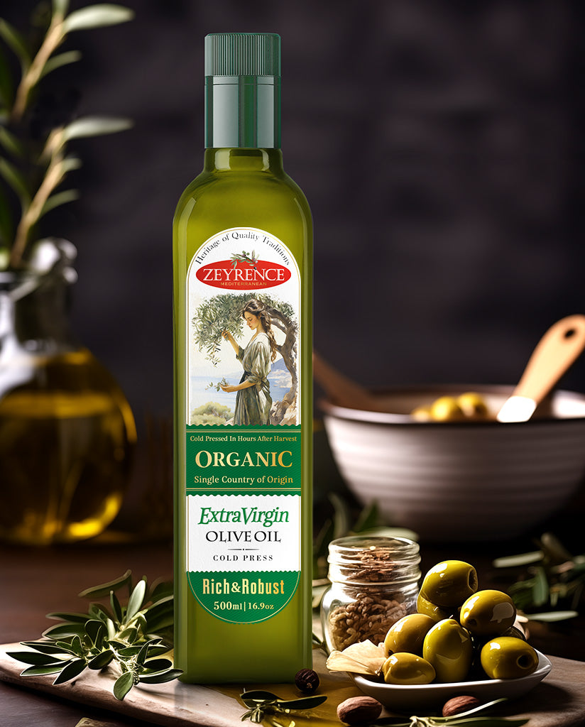 ZEYRENCE ORGANIC Extra Virgin Olive Oil- 750-500-250mL GLASS Bottle